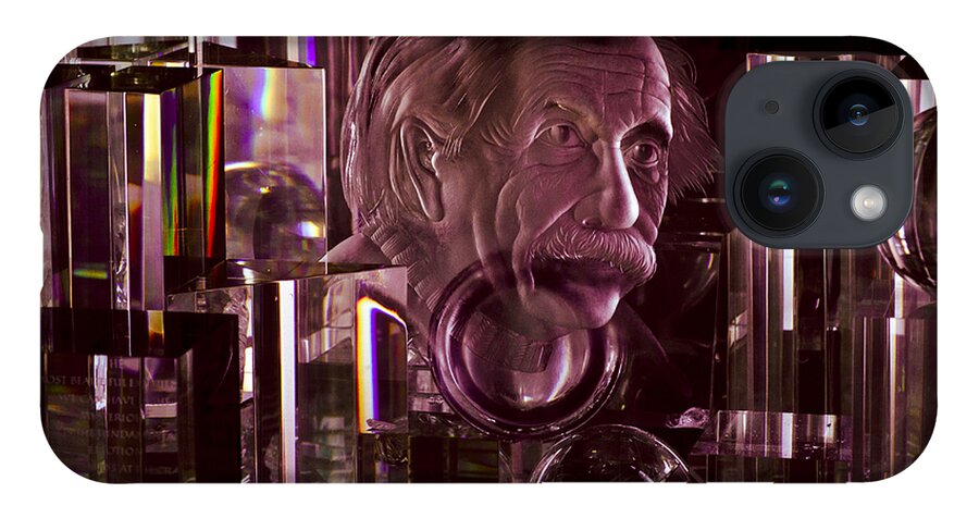 Albert Einstein iPhone Case featuring the photograph Einstein in Crystal - Purple by Christi Kraft