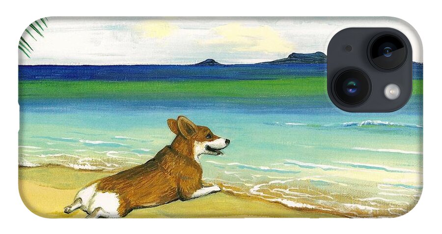 Painting iPhone 14 Case featuring the painting End Of Vacation by Margaryta Yermolayeva