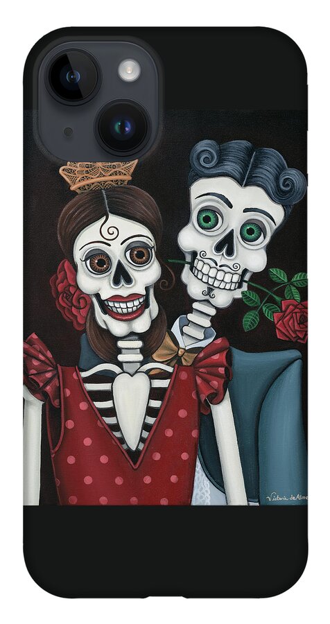Day Of The Dead iPhone 14 Case featuring the painting Every Juan Loves Carmen by Victoria De Almeida
