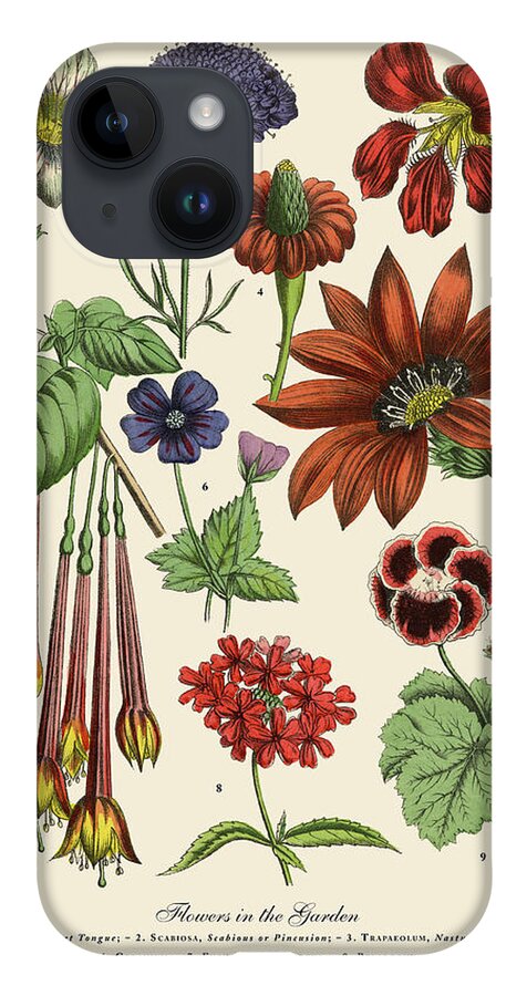 1880-1889 iPhone 14 Case featuring the digital art Exotic Flowers Of The Garden, Victorian by Bauhaus1000