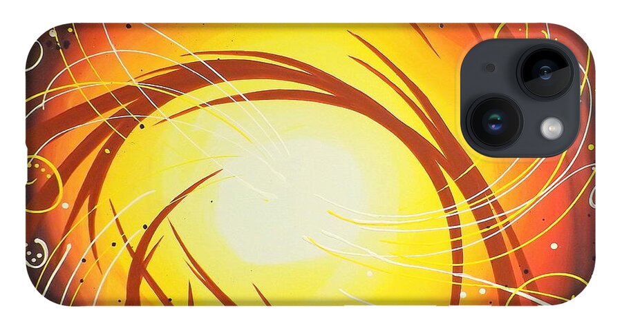 Abstract iPhone 14 Case featuring the painting Eye of the Hurricane by Darren Robinson