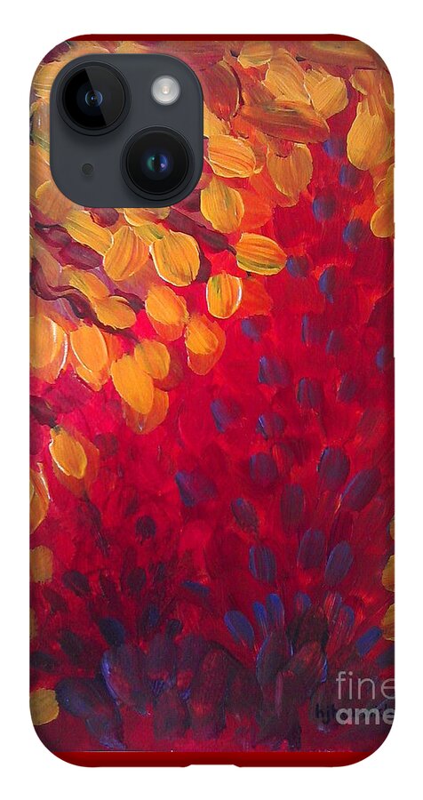 Abstract iPhone 14 Case featuring the painting Fall Flurry by Holly Carmichael