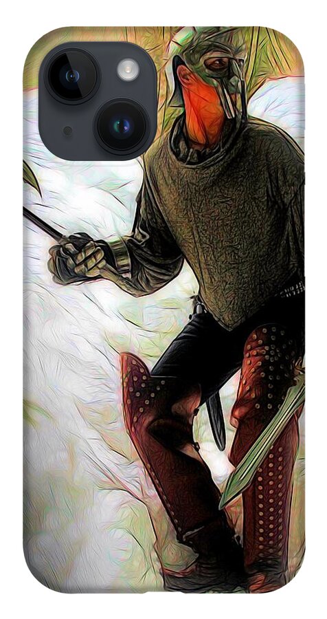 Death iPhone 14 Case featuring the painting Fantasy Hunter by Jon Volden