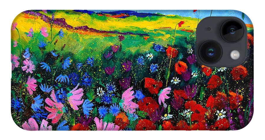 Poppies iPhone 14 Case featuring the painting Field flowers by Pol Ledent