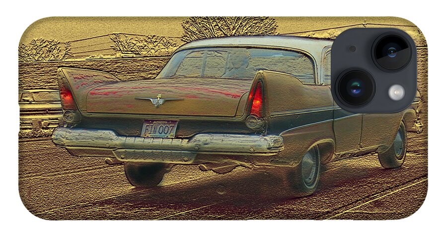 Cars iPhone 14 Case featuring the mixed media Fins by Steve Karol