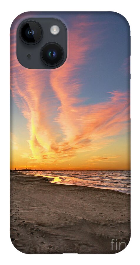 Beach iPhone 14 Case featuring the photograph Fire in the Sky by Brett Maniscalco