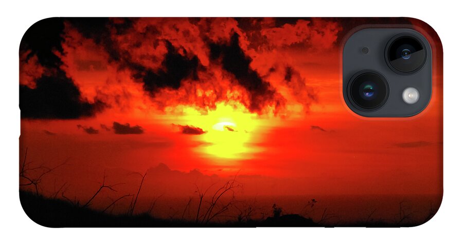 Deep Color iPhone 14 Case featuring the photograph Flaming Sunset by Christi Kraft