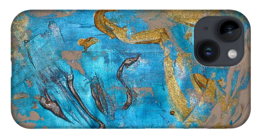 Abstract iPhone 14 Case featuring the painting Floating III by Fereshteh Stoecklein