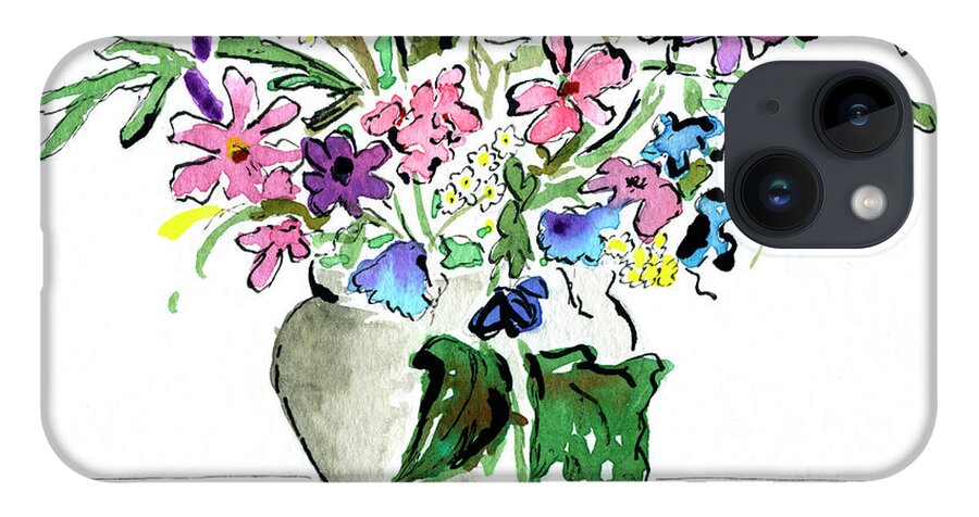 Floral iPhone 14 Case featuring the painting Floral Vase by Diane Thornton