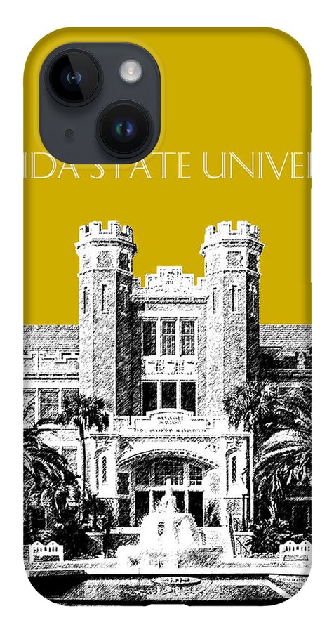 University iPhone 14 Case featuring the digital art Florida State University - Gold by DB Artist