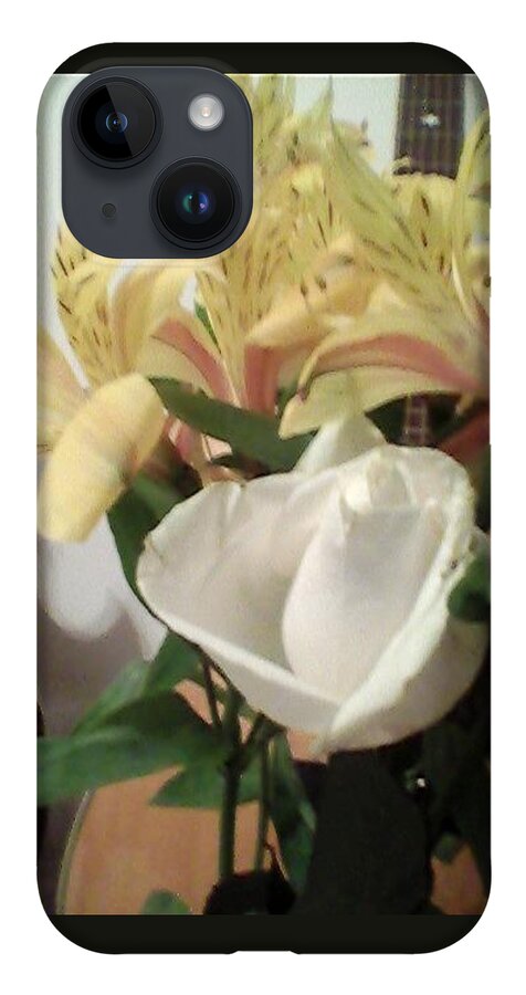 White Rose iPhone 14 Case featuring the photograph Flowery Notes by Suzanne Berthier