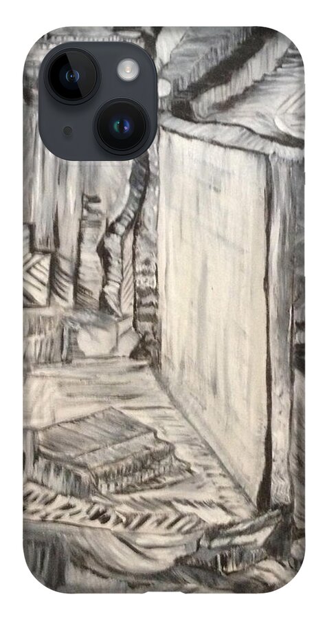 Rock iPhone 14 Case featuring the painting Forgotten Halls by Suzanne Surber