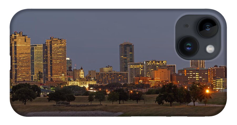 Sunset iPhone 14 Case featuring the photograph Fort Worth Skyline Golden Hour by Jonathan Davison