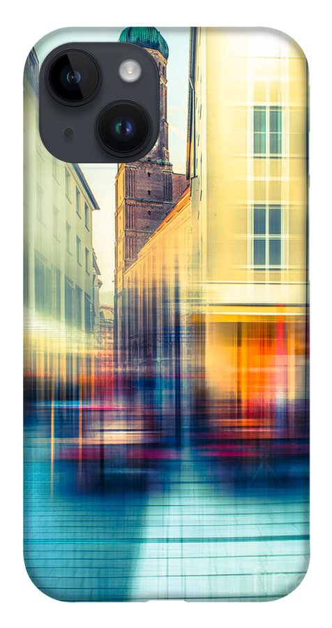 People iPhone 14 Case featuring the photograph Frauenkirche - Munich V - vintage by Hannes Cmarits