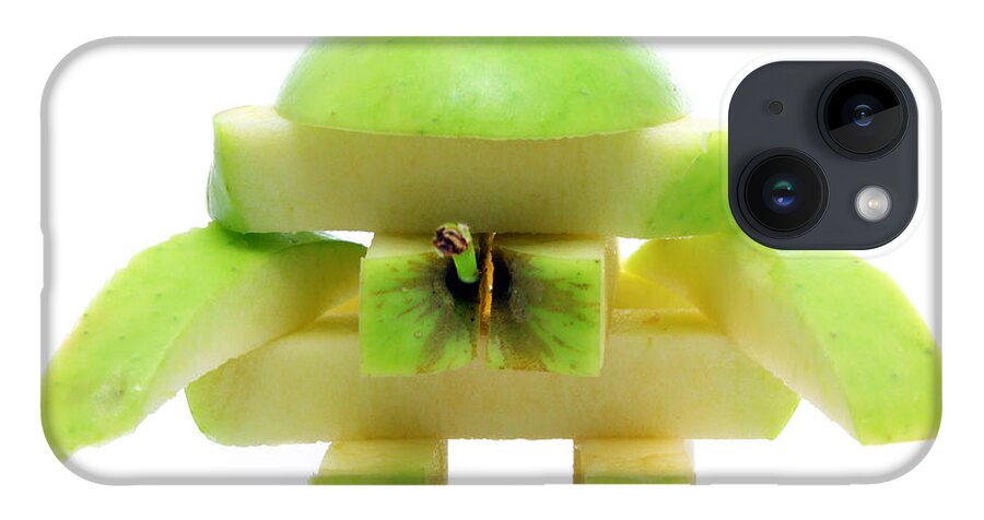 Apple iPhone 14 Case featuring the photograph Friendly apple monster made from one apple by Simon Bratt