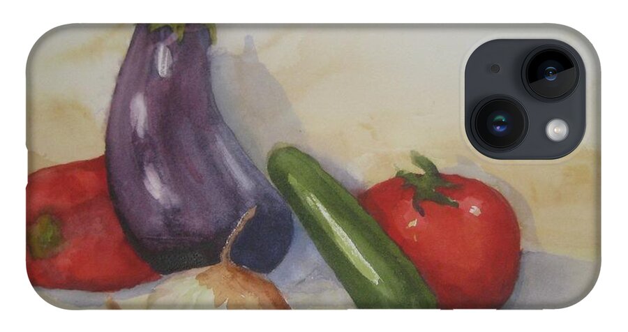 Eggplant iPhone 14 Case featuring the painting From the Tuscan Garden by Maria Hunt