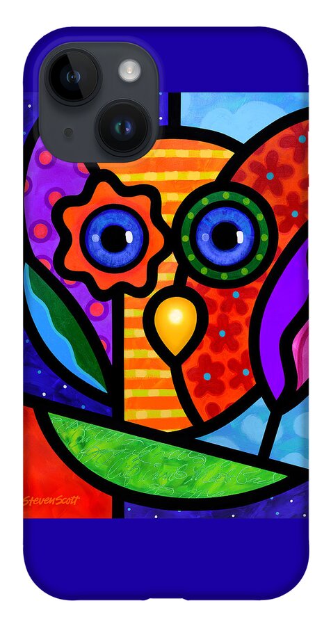 Owl iPhone 14 Case featuring the painting Garden Owl by Steven Scott