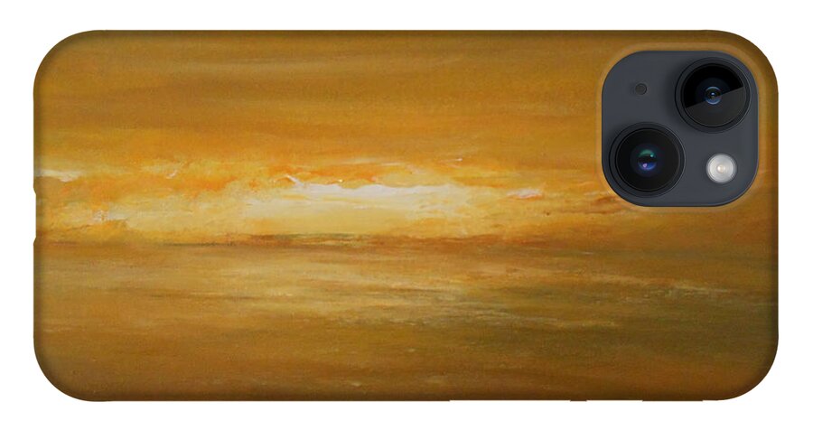 Seascape iPhone 14 Case featuring the painting Golden Sunset by Jane See