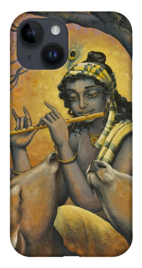 Krishna iPhone 14 Case featuring the painting Govinda by Vrindavan Das