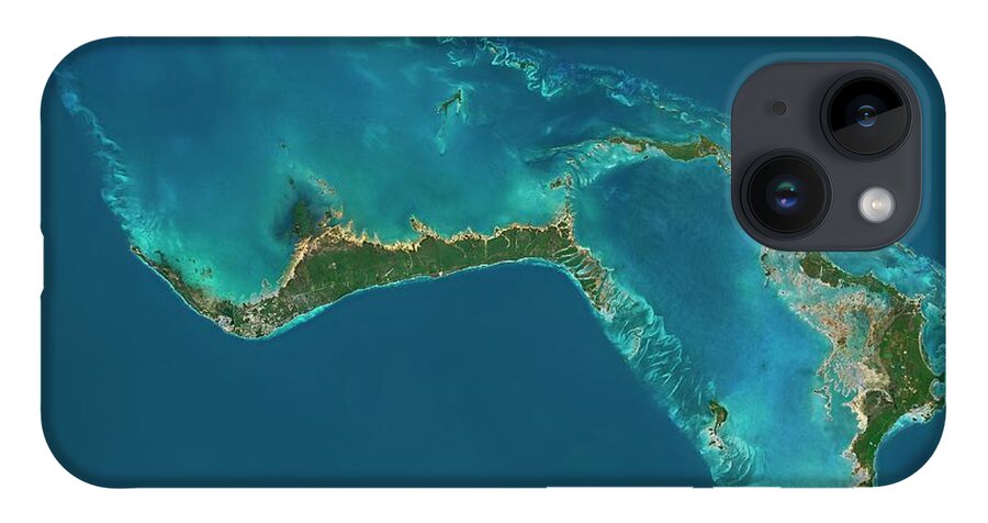 Satellite Image iPhone 14 Case featuring the photograph Grand Bahama And Abaco Islands by Planetobserver/science Photo Library
