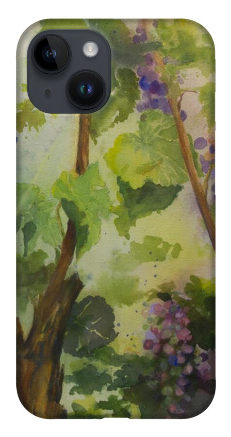 Cabernet iPhone 14 Case featuring the painting Baby Cabernets III by Maria Hunt