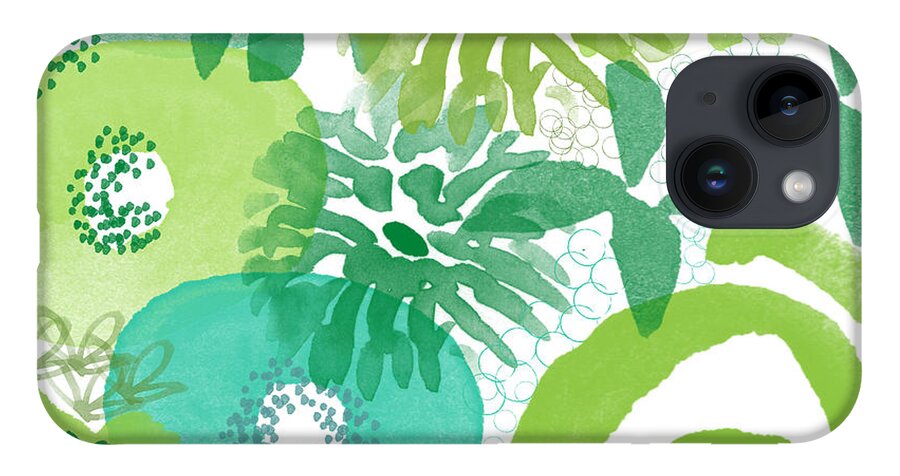 Floral iPhone 14 Case featuring the painting Green Garden- Abstract Watercolor Painting by Linda Woods