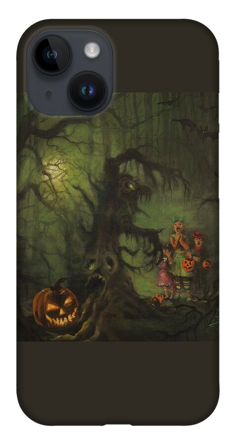 Bats iPhone 14 Case featuring the painting Halloween Shortcut by Tom Shropshire
