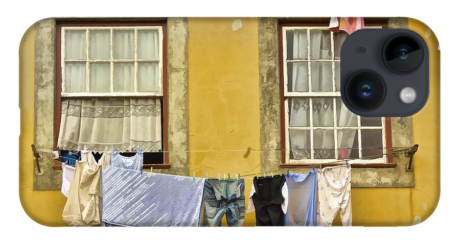 Portugal iPhone 14 Case featuring the painting Hanging Clothes of Old Europe II by David Letts