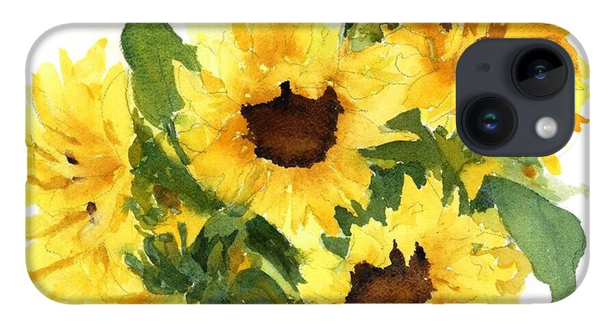 Sunflower iPhone 14 Case featuring the painting You Are My Sunshine by Maria Hunt