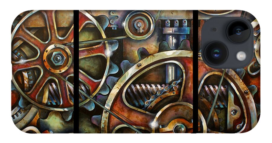 Mechanical iPhone 14 Case featuring the painting Harmony 7 by Michael Lang
