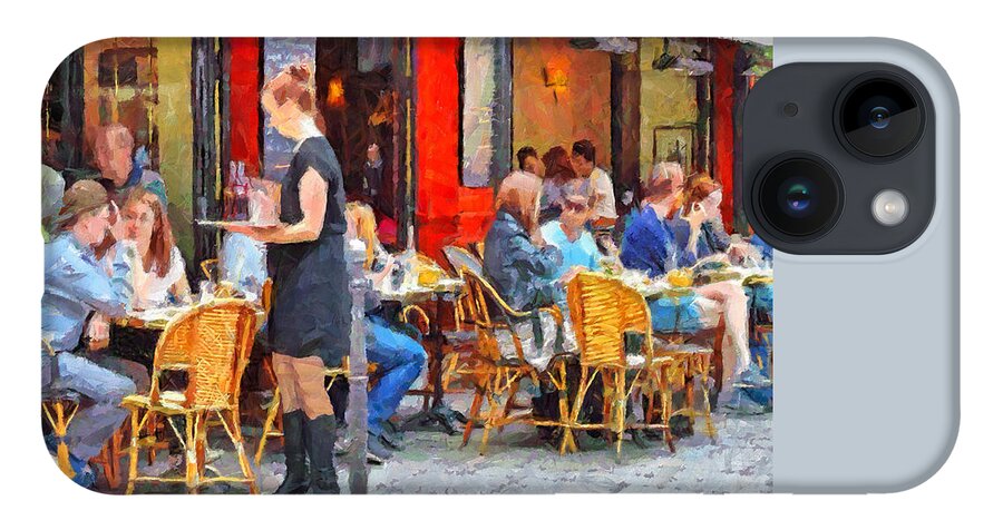 Restaurant iPhone 14 Case featuring the digital art Having Lunch at a Parisian Cafe by Digital Photographic Arts