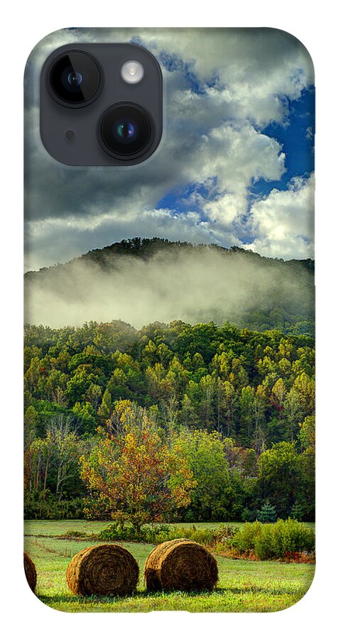 Smoky Mountains iPhone 14 Case featuring the photograph Hay Bales In The Morning by Michael Eingle
