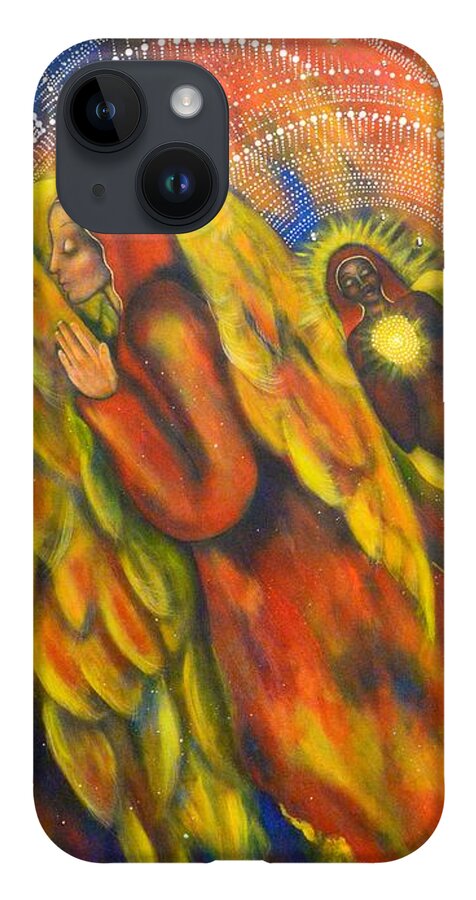 Angel Art iPhone 14 Case featuring the painting Heavenly Messengers by Deborha Kerr