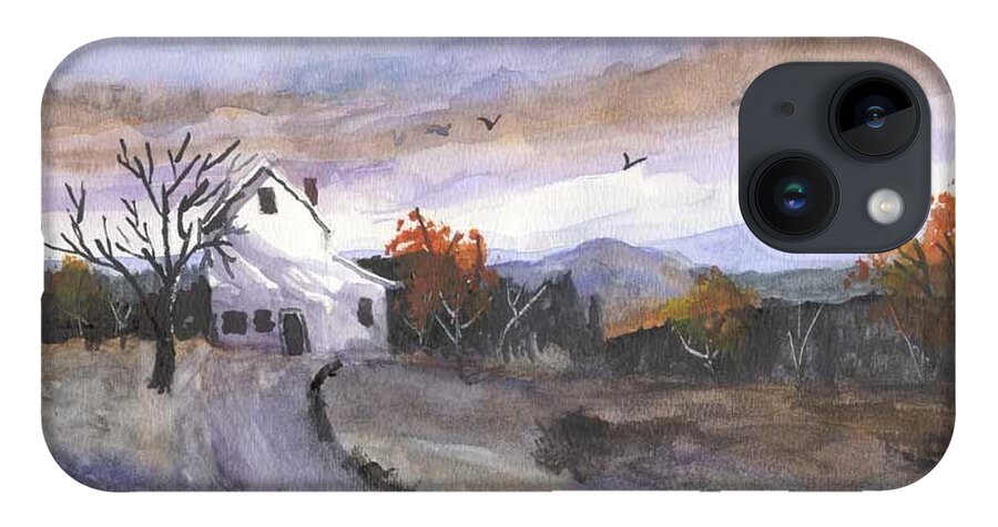 Watercolor iPhone Case featuring the painting Hebo Farmhouse by Chriss Pagani