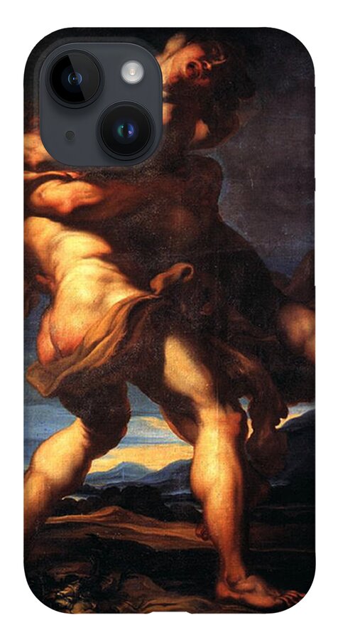 Hercules And Antaeus iPhone 14 Case featuring the painting Hercules and Antaeus by Gaudenzio Ferrari