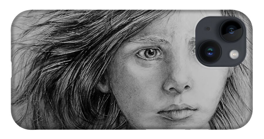 Child iPhone 14 Case featuring the drawing Homeless Child by Jean Cormier