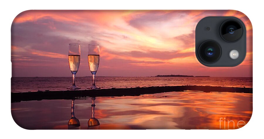 Champagne iPhone 14 Case featuring the photograph Honeymoon - A Heart In The Sky by Hannes Cmarits