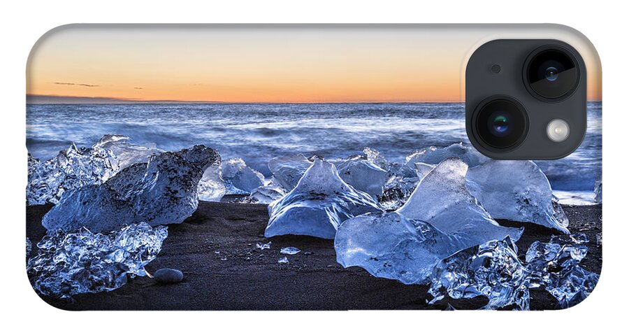 Iceland iPhone 14 Case featuring the photograph Icebergs at Sunrise by Denise Bush