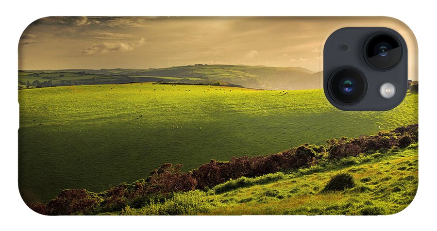England iPhone 14 Case featuring the photograph Illuminated Evening Landscape North Devon by Dorit Fuhg