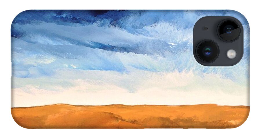 Dark Blue Sky iPhone 14 Case featuring the painting In The Distance by Linda Bailey
