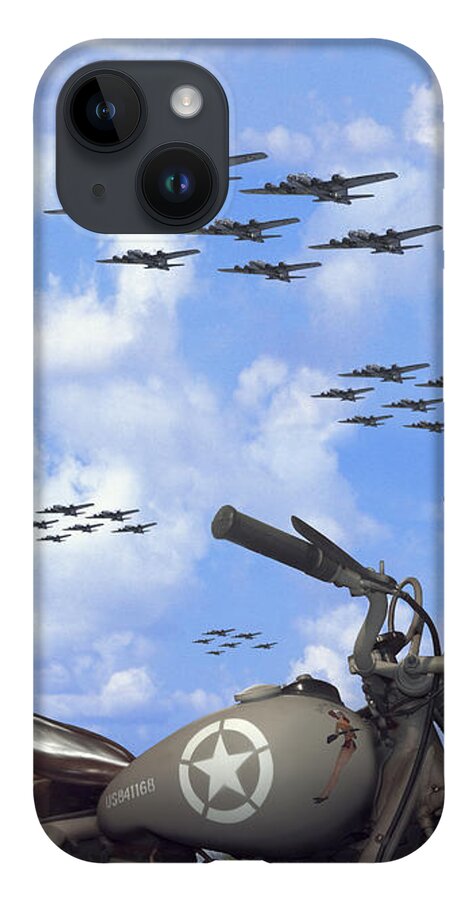 Ww2 iPhone 14 Case featuring the photograph Indian 841 and the B-17 Panoramic by Mike McGlothlen