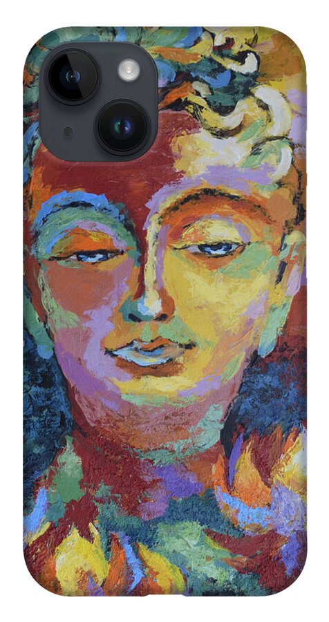 Buddha iPhone 14 Case featuring the painting Introspection by Jyotika Shroff