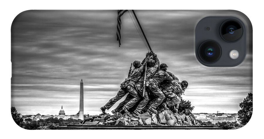 Iwo Jima Monument iPhone 14 Case featuring the photograph Iwo Jima Monument Black and White by David Morefield