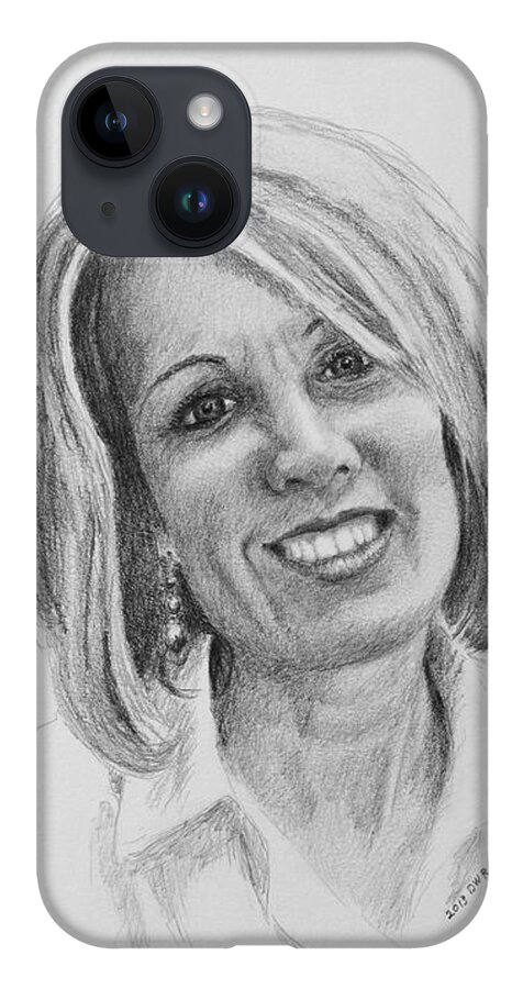Portrait iPhone 14 Case featuring the drawing J by Daniel Reed