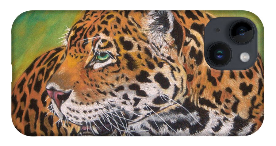 Jaguar iPhone 14 Case featuring the painting Jaguar by Yvonne Johnstone