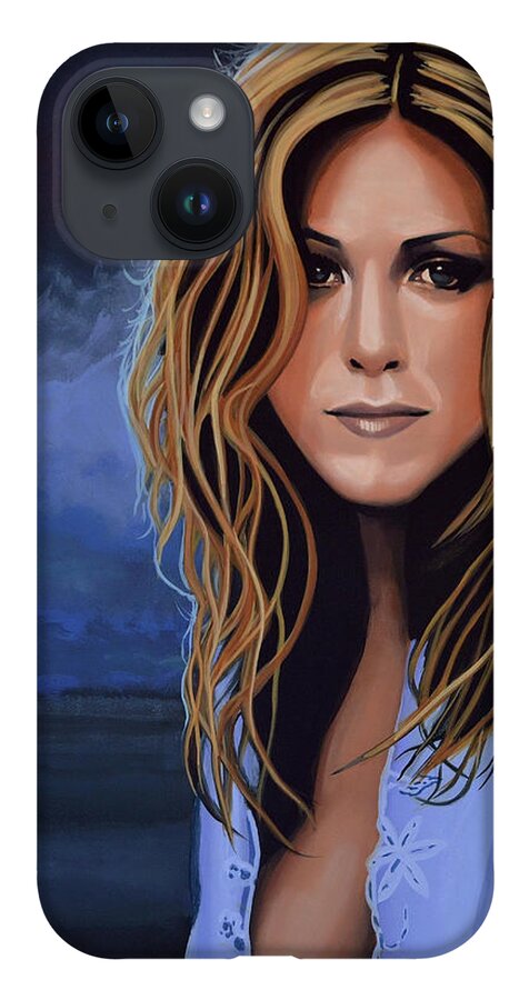 Jennifer Aniston iPhone 14 Case featuring the painting Jennifer Aniston Painting by Paul Meijering