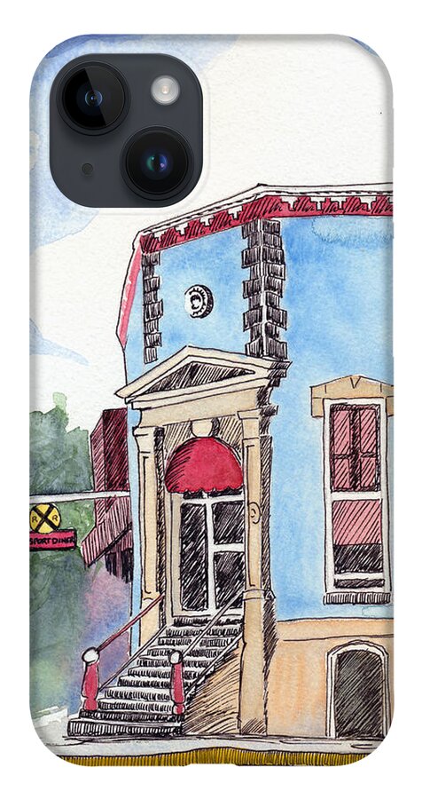 Gosport Indiana iPhone 14 Case featuring the painting John Dillinger Was Here by Katherine Miller