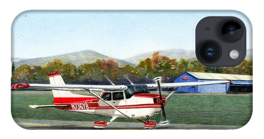 Cessna iPhone 14 Case featuring the painting John's Plane by Joseph Burger