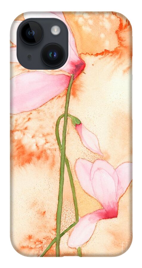 Cyclamen iPhone 14 Case featuring the painting Joy by Hilda Wagner