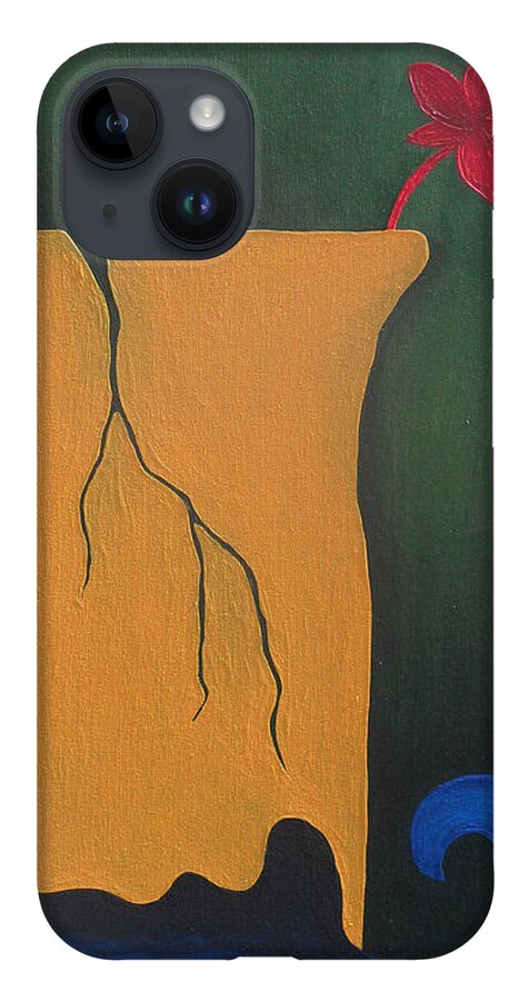 Abstract iPhone 14 Case featuring the painting Jump Already by Amanda Sheil
